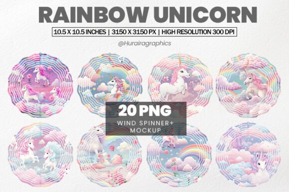 Download Rainbow Unicorn Wind Spinner Sublimation - Wind spinner Collection