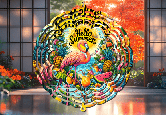 Download Hello Summer Fruit Flamingo Wind Spinner - Wind spinner Collection