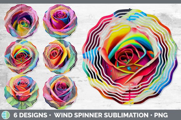Download Rainbow Roses Wind Spinner | Sublimation - Wind spinner Collection