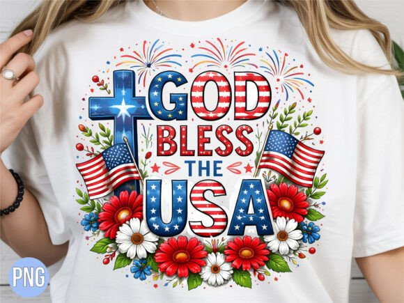 Download God Bless USA Floral American Flag PNG - Premium Resources