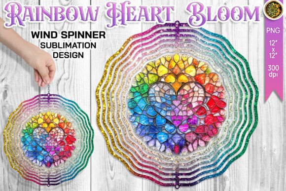 Download Rainbow Heart Wind Spinner Sublimation - Wind spinner Collection