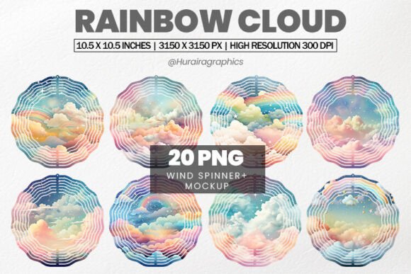 Download Rainbow Cloud Wind Spinner Sublimation - Wind spinner Collection