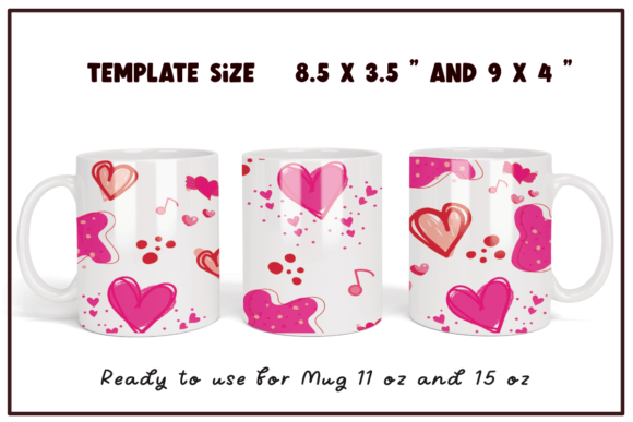 Download Hearts Pattern Sublimation Mug Wrap - Sublimation mug wrap Collection