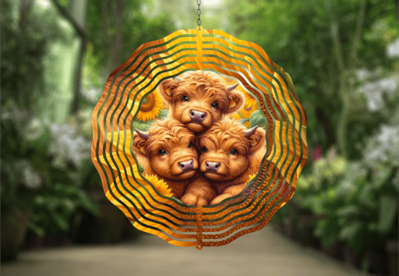 Download Cute Baby Highland Cows Wind Spinner - Wind spinner Collection